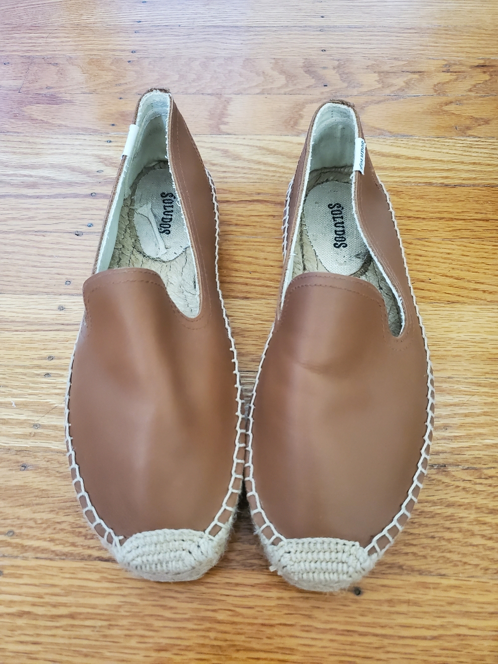 Soludos Tan Leather Espadrille Slip-Ons